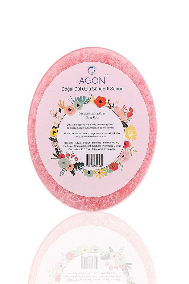 Agon Doğal El Yapımı Gül Özlü Sabunlu Vücut Duş Süngeri 125 gr