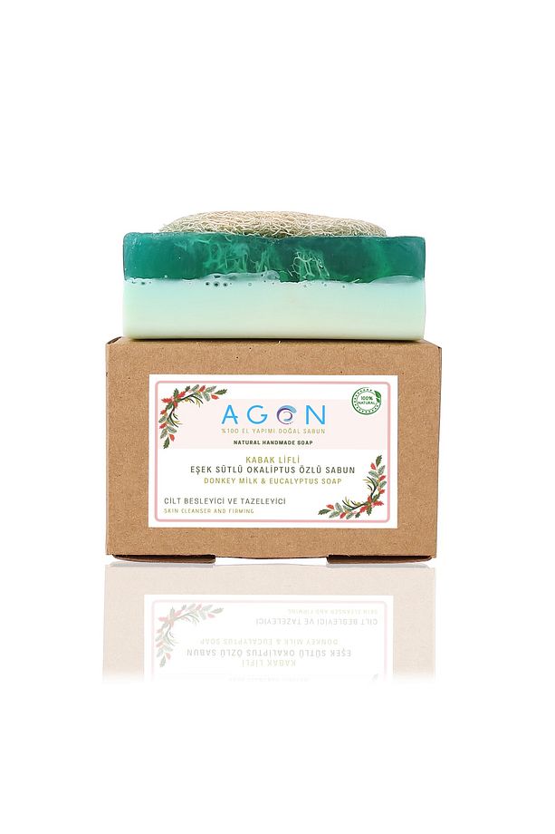 Agon %100 El Yapımı Doğal Kabak Lifli Eşek Sütlü Okaliptus Sabunu 120 Gr