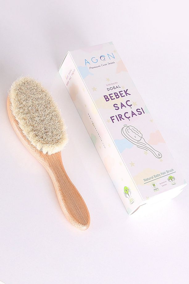 Agon Doğal Keçi Kılı Yumuşak Bebek Saç Fırçası