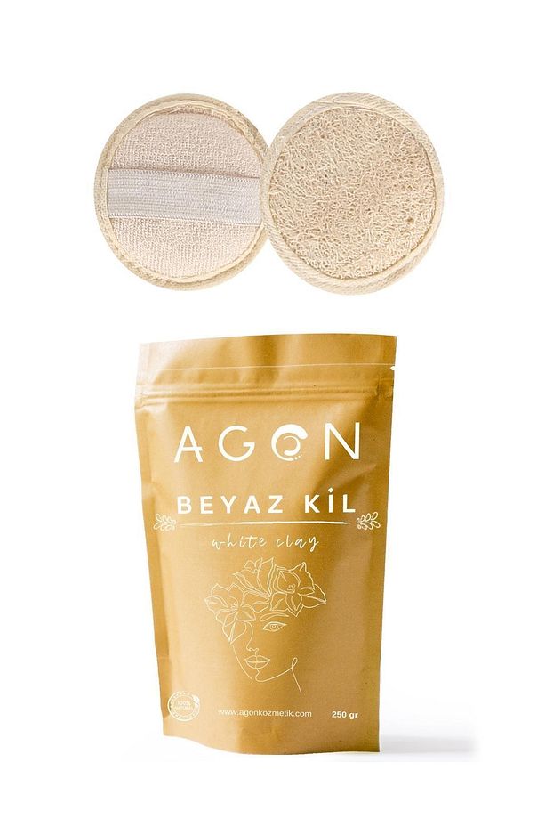 Agon Beyaz Kil Yüz Bakım Maskesi 250 gr Kabak Lifli Yüz Peeling Diski