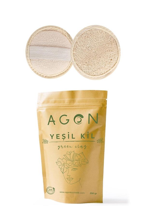 Agon Yeşil Kil Yüz Bakım Maskesi 250 Gr- Kabak Lifli Yüz Peeling Diski